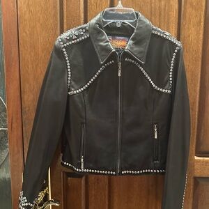 Cripple Creek women’s leather jacket with studs
